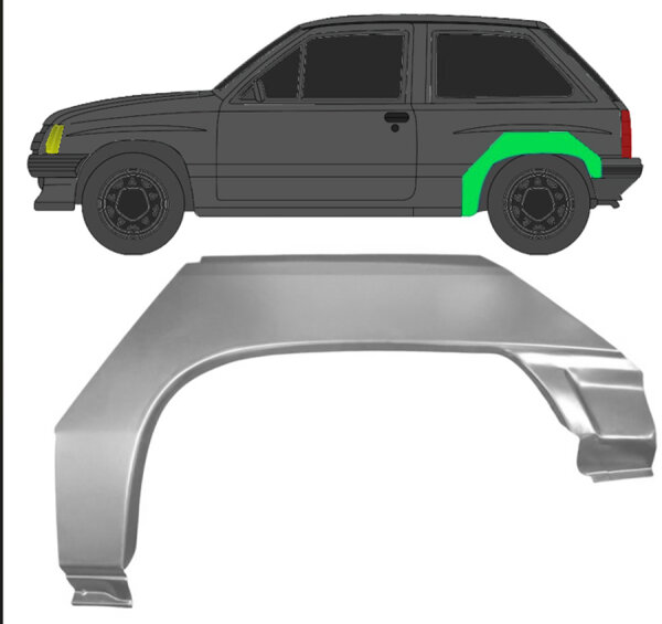 Hinten 3 Tür Radlauf Blech für Opel Vauxhall Corsa A 1982 - 1993 links