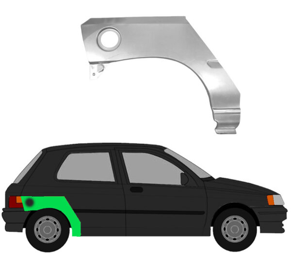 Hinten 3 Tür Radlauf Blech für Renault Clio I 1990 - 1998 rechts