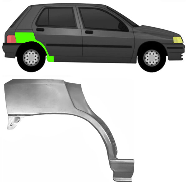 Hinten 5 Tür Radlauf Blech für Renault Clio I 1990 - 1998 rechts