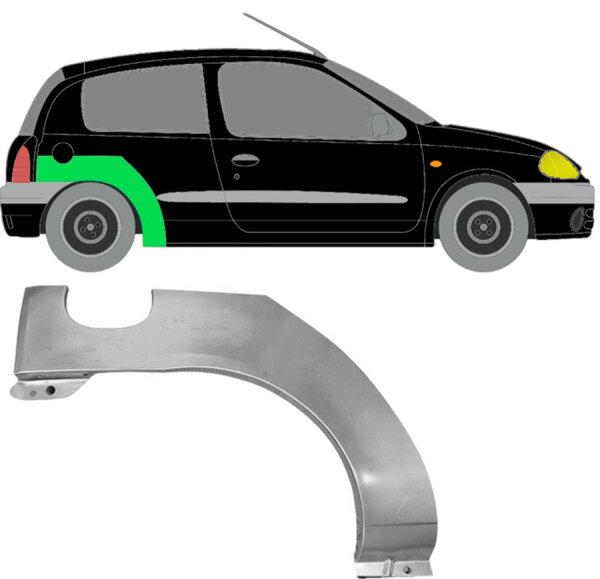 Hinten 3 Tür Radlauf Blech für Renault Clio II 1998 - 2012 rechts