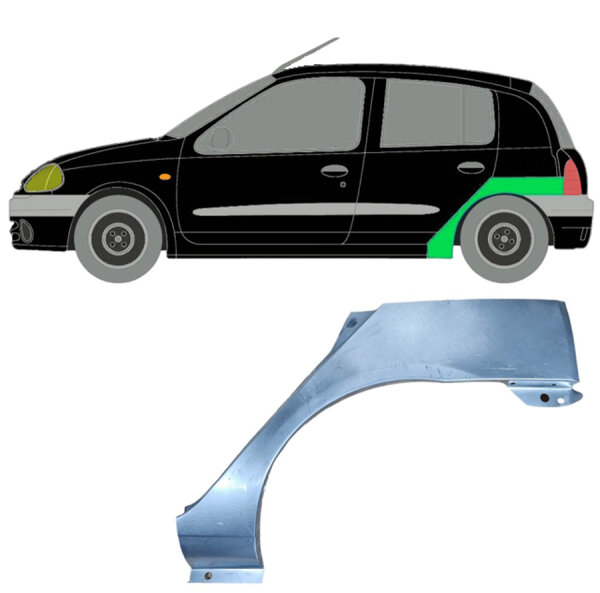 Hinten 5 Tür Radlauf Blech für Renault Clio II 1998 - 2012 links