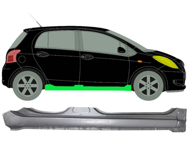 5 Tür Voll Schweller Blech für Toyota Yaris 2006 - 2011 rechts