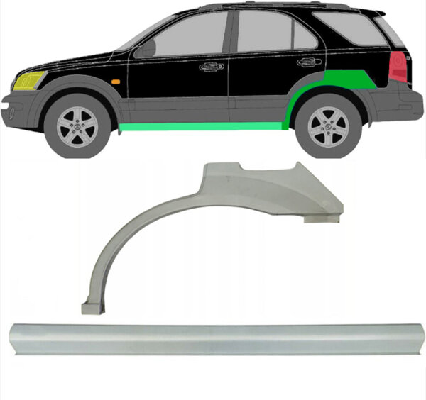 Radlauf hinten & Schweller Blech Satz für Kia Sorento 02 - 09 links