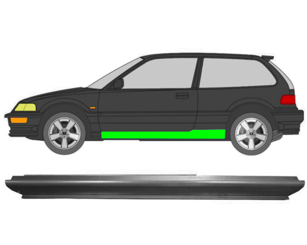 3 Tür Schweller Blech für Honda Civic 1987 - 1991 links