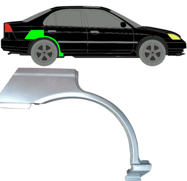 Hinten 4 Tür Radlauf Blech für Honda Civic Es 2001 - 2003 rechts