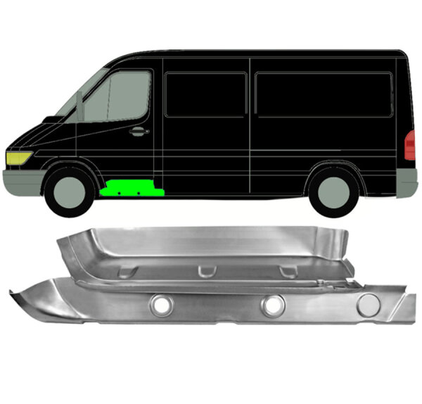 Einstiegsbleche mit Halterung für Tankschlaufen für VW LT 95 - 06 links