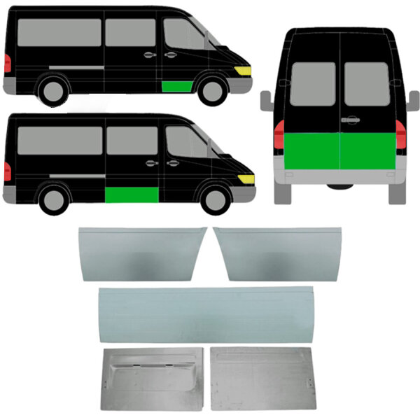 Vorne & Hinten Tür außen Satz für Mercedes Sprinter 95 - 06 rechts & links