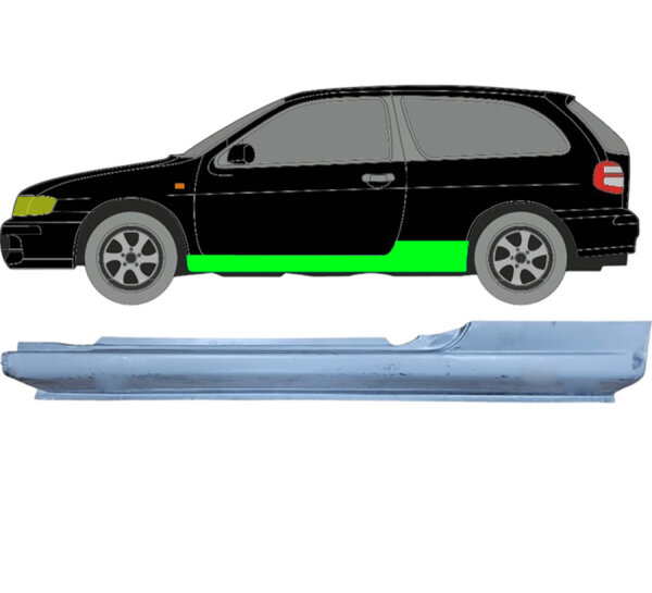 3 Tür Schweller Blech für Nissan Almera N15 1995 - 2000 links