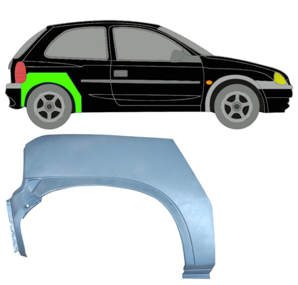 Hinten 3 Tür Radlauf Blech für Opel Corsa B 1993 - 2001 rechts