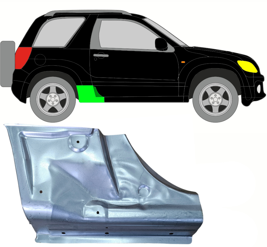 Radlauf Hinten & Schweller Satz Für Suzuki Grand Vitara 05 - 12 Recht