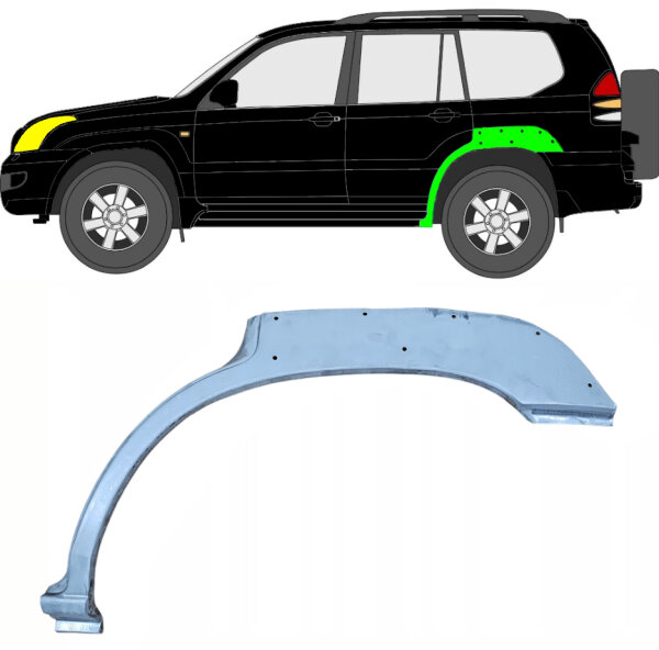 Radlauf hinten Blech mit Loch für Toyota Land Cruiser 5 Türer 03 – 10 links