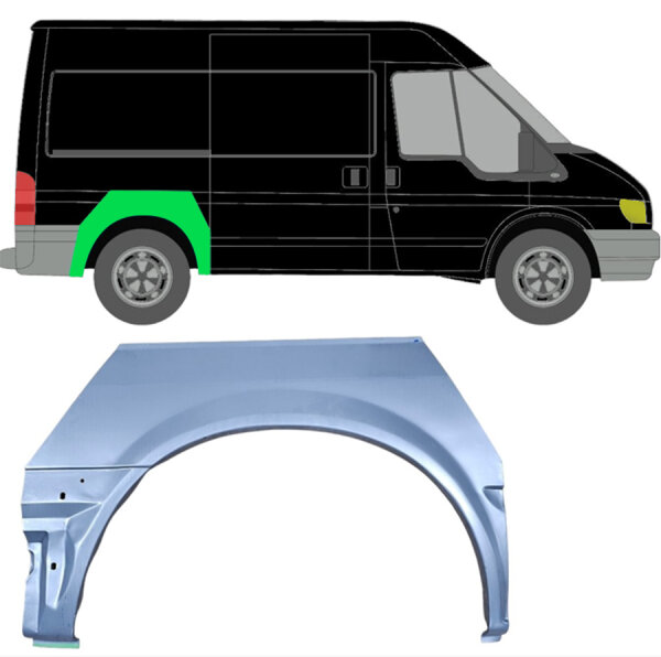 Hinten Kurz Radlauf Blech für Ford Transit 2000 - 2013 rechts