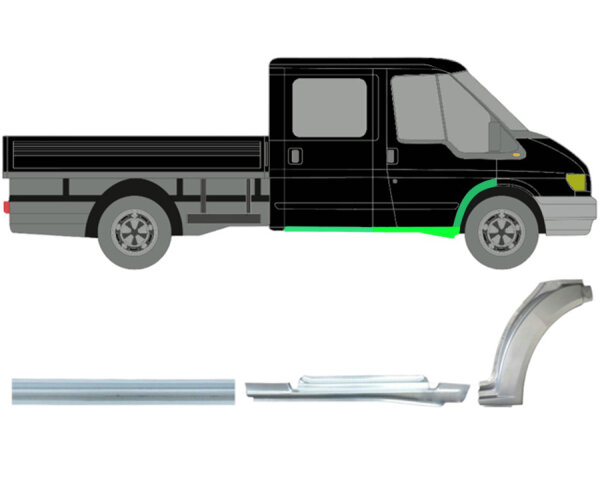 Vorne Doppel Kabine Radlauf & Schweller Blech für Ford Transit 00 - 13 rechts