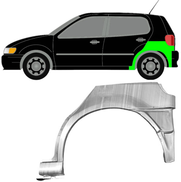 Hinten Kotflügel Blech Mit Unten Hinten Teil für Volkswagen Polo 6n 1994 - 1999 links