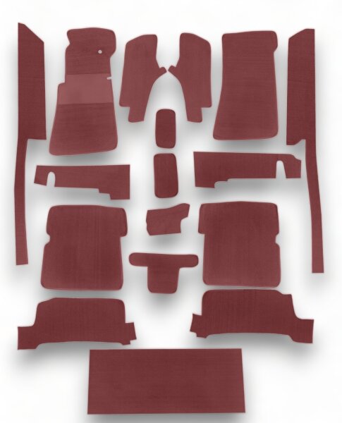 Teppichsatz passend für Mercedes Benz SL107 R107/W107 RHD Rechtslenker dunkelrot (Schlinge)