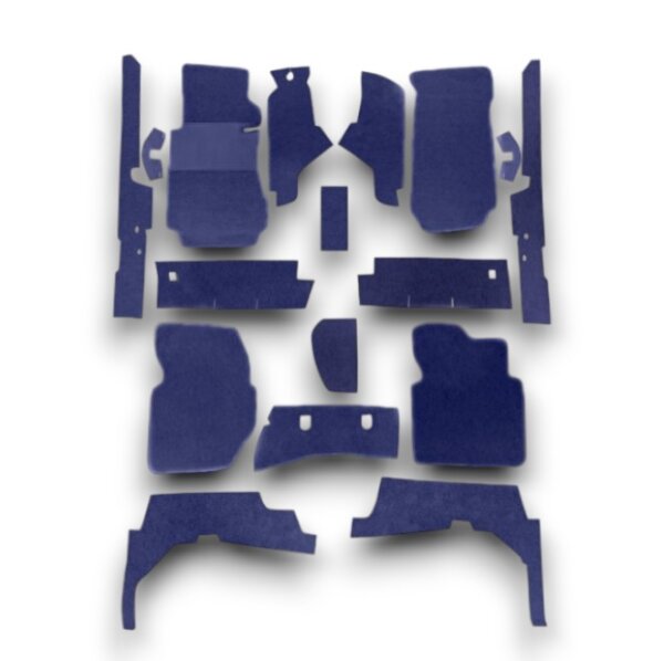 Teppichsatz Teppich für Mercedes SL107 R107/W107 Gummi Absatzschoner blau (Schlinge)