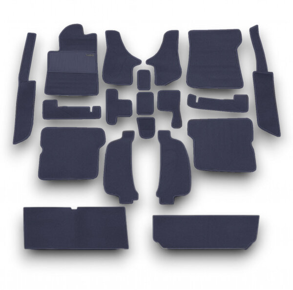 Teppichsatz Teppich für Mercedes SL107 R107/W107 Gummi Absatzschoner blau (Schlinge)