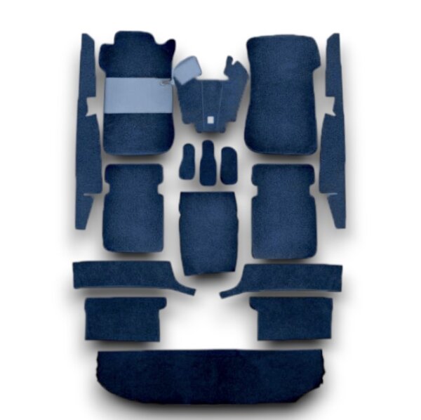 Teppichsatz Teppich für Mercedes W108 SE 1965-1969 Gummi Absatzschoner blau (Schlinge)