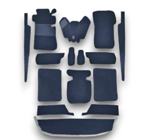 Teppichsatz Teppich für Mercedes W110 kleine Heckflosse Gummi Absatzschoner blau (Schlinge)