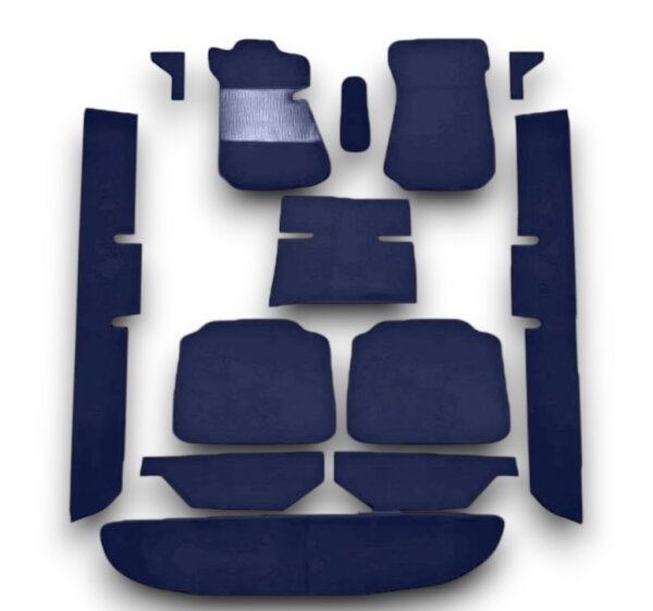 Teppichsatz Teppich für Mercedes W114 W115 Limousine Gummi Absatzschoner blau (Schlinge)