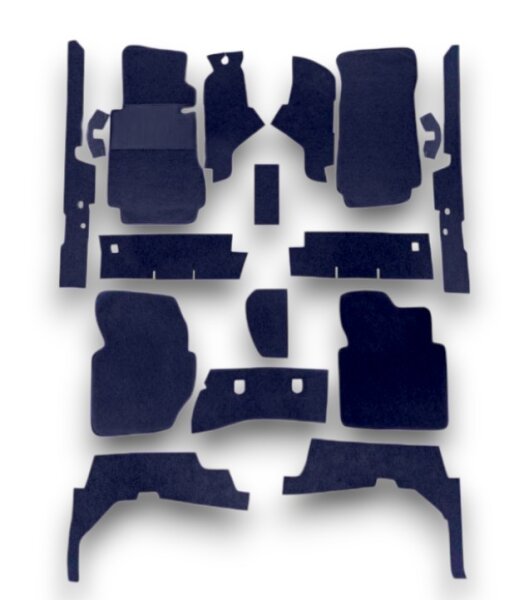 Teppichsatz Teppich für Mercedes W123 Limousine Gummi Absatzschoner blau (Schlinge)