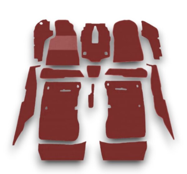 Teppichsatz Teppich für Mercedes W201 Gummi Absatzschoner dunkelrot (Schlinge)