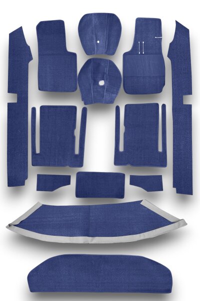 Teppichsatz Teppich Gummi für Fiat Spider 1500 & 1600 S blau (Schlinge)