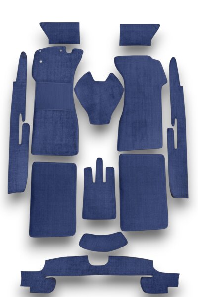 Teppichsatz für Mercedes Ponton W128 180 Gummi Absatzschoner blau (Schlinge)