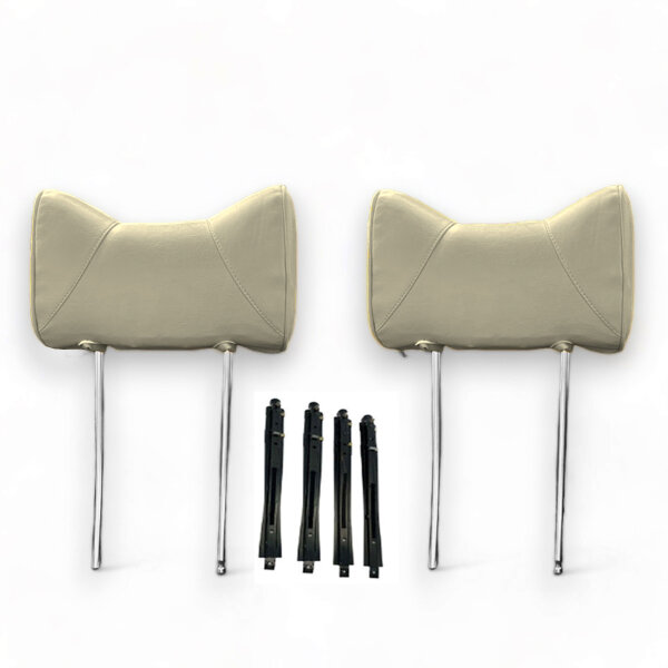 Kopfstützen Hasenohr Paar Echtleder beige vorne für Mercedes SL R107 W114 W115 etc.