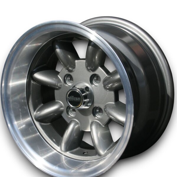Minilite Style Leichtmetallfelgen für anthrazit Ford Taunus 1970 - 1982 6x13 ET 16