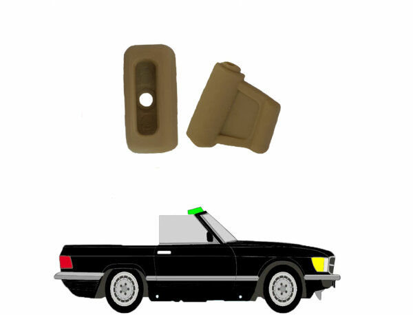 Sonnenblenden Clips Befestigungsclips Halterung für Mercedes Benz SL 107 - 2 Stück cream