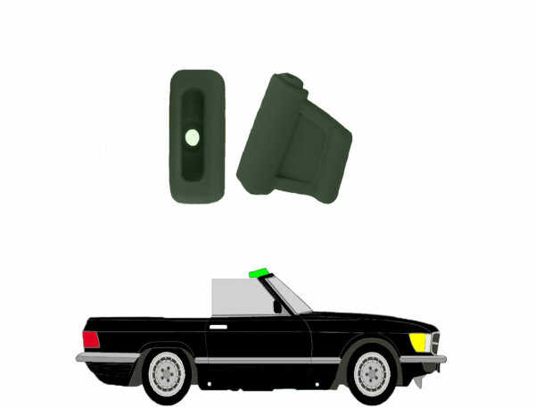 Sonnenblenden Clips Befestigungsclips Halterung für Mercedes Benz SL 107 - 2 Stück grün