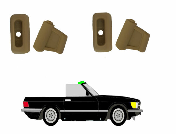 Sonnenblenden Clips Befestigungsclips Halterung für Mercedes Benz SL 107 - 4 Stück cream