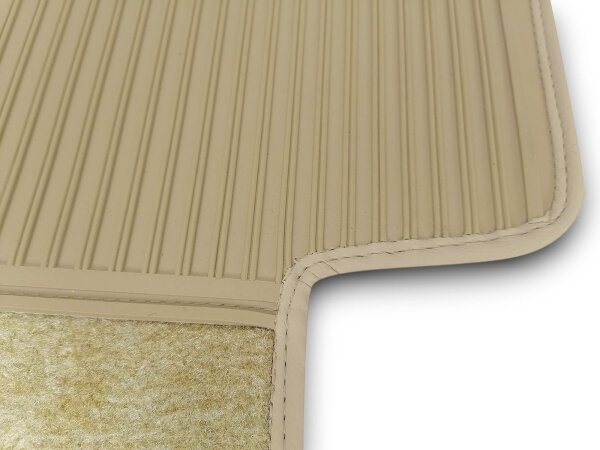 Teppichsatz Gummi Absatz für Mercedes SL R107 Rechtslenker RHD beige (Velours)
