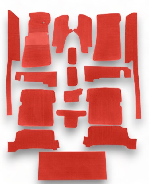 Teppichsatz Gummi Absatz für Mercedes SL R107 Rechtslenker RHD  rot
