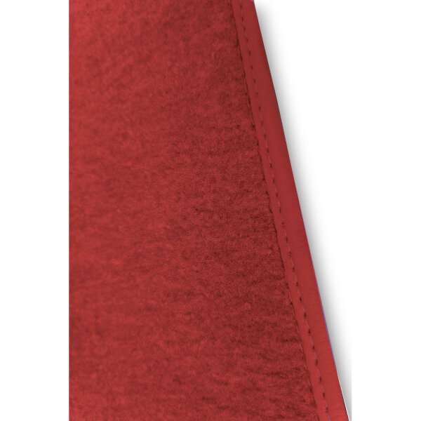 Teppichsatz mit Kunstlederabsatzschoner für Mercedes SL R107 Rechtslenker RHD rot (Velours)