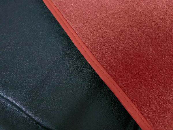 Teppichsatz mit Kunstlederabsatzschoner für Mercedes SL R107 Rechtslenker RHD rot (Velours)