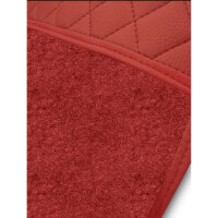 Teppichsatz mit Kunstlederabsatzschoner für Mercedes SL R107 Rechtslenker RHD rot (Velours)