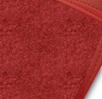 Teppichsatz mit Kunstlederabsatzschoner für Mercedes SL R107 Rechtslenker RHD rot (Velours)