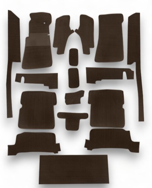 Teppichsatz Gummi Absatz für Mercedes SL R107 Rechtslenker RHD  braun