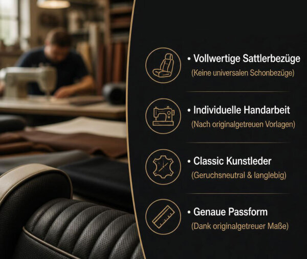 Sitzbezug Sitzfläche Vordersitz für Mercedes C- Klasse W205 2014 - 2018 schwarz