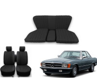 Set Sitzbezüge bis Bj. 84 + Rückbank starr für Mercedes SL 107 Schwarz