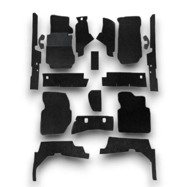 Set Sitzbezüge bis Bj. 84 + Rückbank starr + Teppichsatz + Gurte für Mercedes SL 107 Schwarz