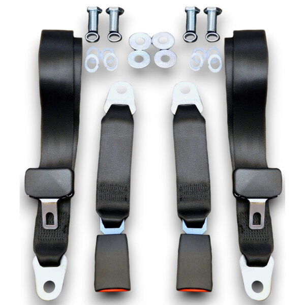 Set Sitzbezüge ab Bj. 85 + Rückbank klappbar + Gurte für Mercedes SL 107 Blau