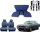 Set Sitzbezüge ab Bj. 85 + Rückbank klappbar + Gurte für Mercedes SL 107 Blau