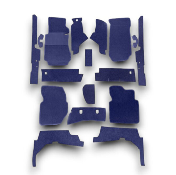 Set Sitzbezüge ab Bj. 85 + Rückbank klappbar + Teppichsatz für Mercedes SL 107 Blau