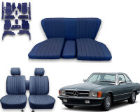 Set Sitzbezüge bis Bj. 84 + Rückbank starr + Teppichsatz für Mercedes SL 107 Blau
