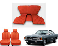 Set Sitzbezüge bis Bj. 84 + Rückbank klappbar für Mercedes SL 107 Rot