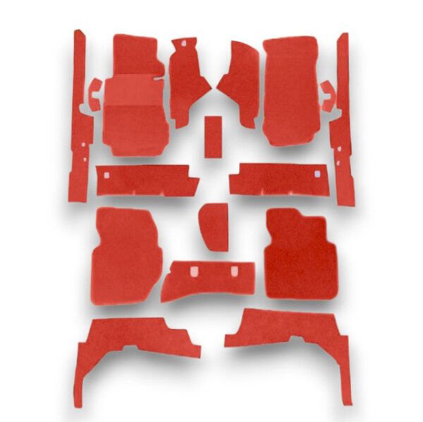 Set Sitzbezüge ab Bj. 85 + Rückbank klappbar + Teppichsatz + Gurte für Mercedes SL 107 Rot