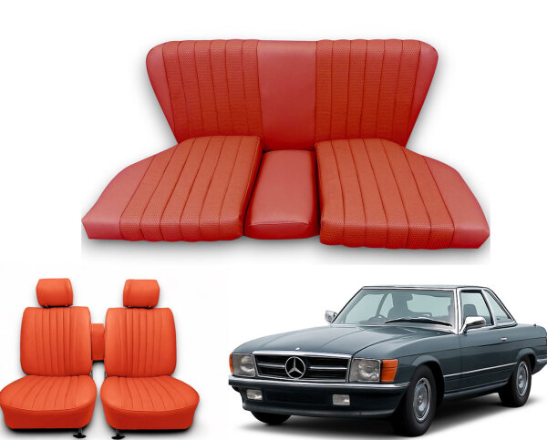 Set Sitzbezüge ab Bj. 85 + Rückbank starr für Mercedes SL 107 Rot